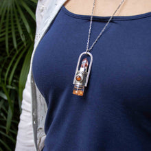 Load image into Gallery viewer, Fountain Autumn Rollerball Necklace Series - Red Pyramid Phantom on Black Leaf Pattern