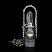 Load image into Gallery viewer, Fountain Moonlight Rollerball Necklace Series - Rutilated Quartz and Moonstone on Retro Pattern