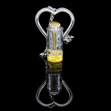 Load image into Gallery viewer, Fountain Sunset Rollerball Necklace Series - Amber & Yellow Rutilated Quartz on Black Leaf Pattern